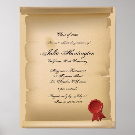Inked Manuscript Graduation Party Invitation Poster