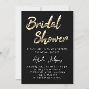 Instant Download Bridal Shower Kraft Black Gold   Invitation