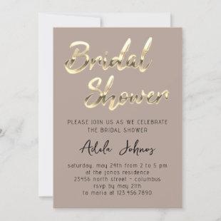 Instant Download Bridal Shower Kraft Gold   Invitation