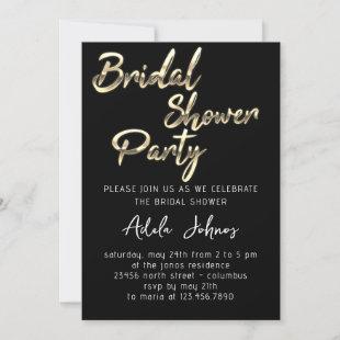 Instant Download Bridal Shower Party Black Gold   Invitation
