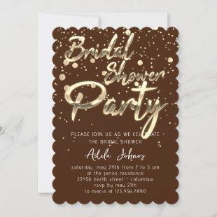 Instant Download Bridal Shower Party Brown Gold   Invitation