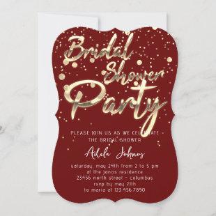 Instant Download Bridal Shower Party Burgund Gold  Invitation