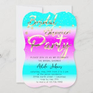 Instant Download Bridal Shower Party Gold Pink Invitation