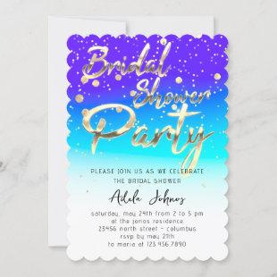 Instant Download Bridal Shower Party Golden Script Invitation
