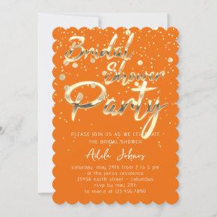 Instant Download Bridal Shower Party Orange Gold   Invitation