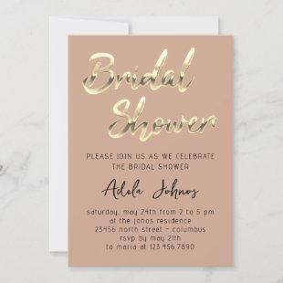 Instant Download Bridal Shower Party Powder Gold  Invitation