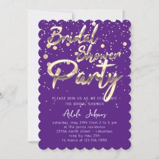 Instant Download Bridal Shower Party Purple Gold   Invitation