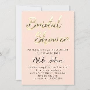 Instant Download Bridal Shower Rose Gold  Script Invitation