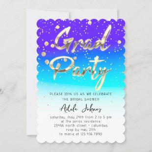 Instant Download Graduate Party Gold Blue Spark Invitation
