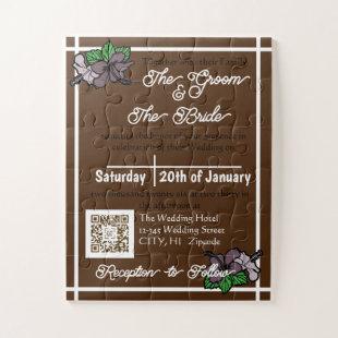 Interactive Wedding Brown Puzzle Invitation