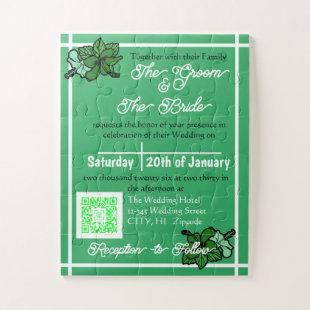 Interactive Wedding Green Puzzle Invitation