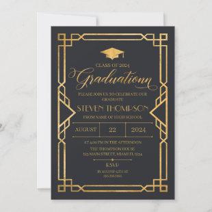 Invitación Vintage Art Deco Graduation Invitation