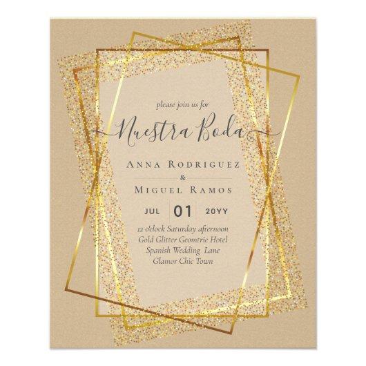 Invitaciones de Boda, Spanish Wedding GOLD Budget Flyer