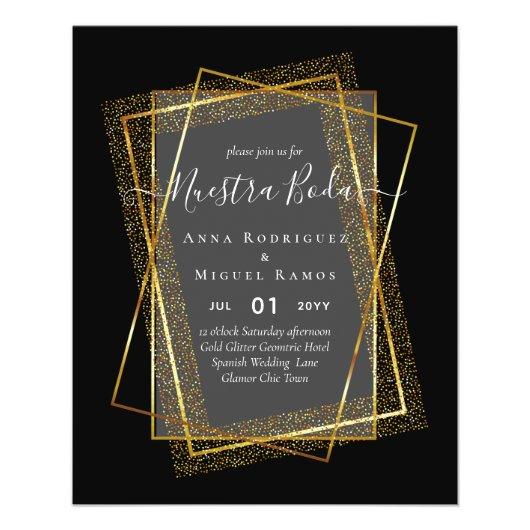 Invitaciones de Boda, Spanish Wedding GOLD Budget Flyer