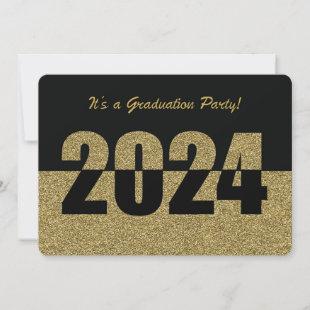 Invitation Graduation Party, 2024, Gold Glitter