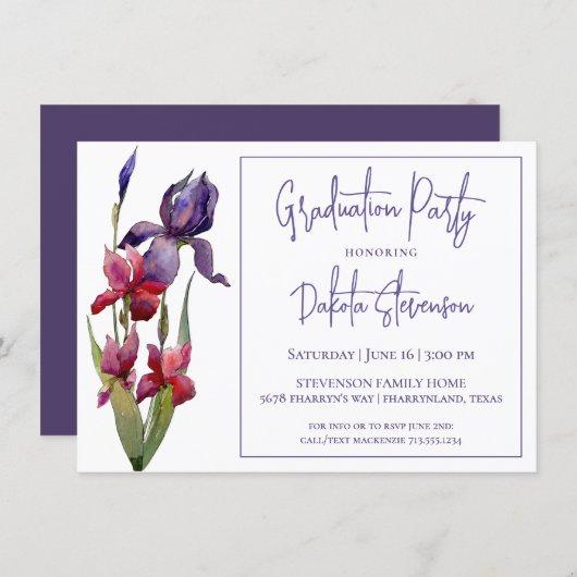 Iris Graduation Party | Violet Purple Pink Flower Invitation