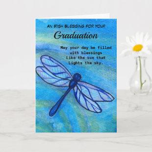 Irish Blessing Graduation Brave Blue Dragonfly Card