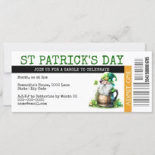 Irish leprechaun beer boarding pass ticket party invitation