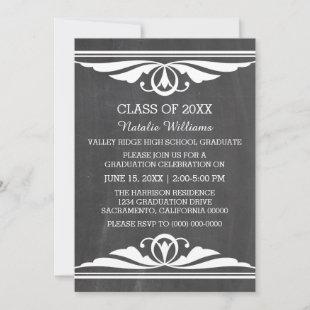 Ivory Deco Chalkboard Graduation Invite