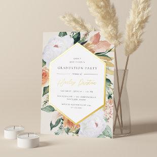 Ivory | Desert Floral Graduation Party Foil Invitation