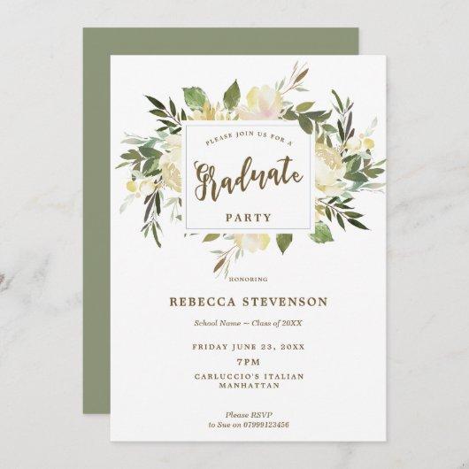 ivory floral boho graduation party invitation