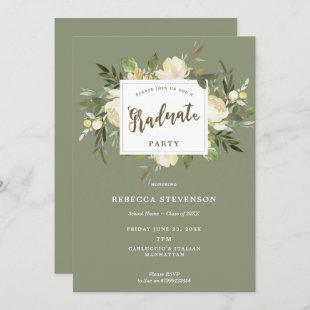 ivory floral boho graduation party invitation