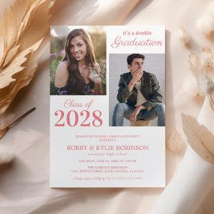 Joint Graduation Coral Pink Party Invitation