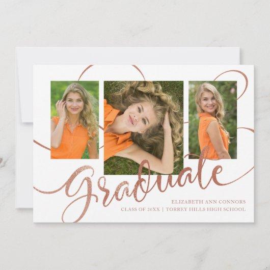 Jubilant Grad Faux Rose Gold Multi Photo Card