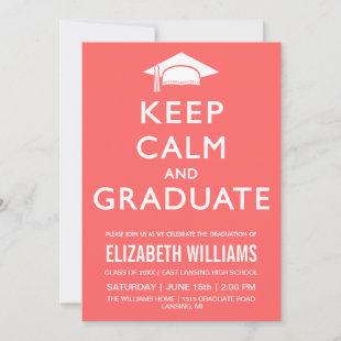 Keep Calm and Graduate Invitation - Peach/ Pink