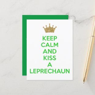 Keep Calm And Kiss A Leprechaun Celebration Party Announcement Postcard
