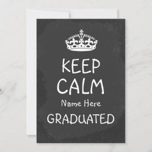 Keep Calm Graduation Chalkboard Invitation