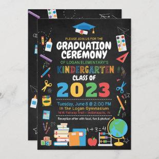 Kindergarten Graduation Ceremony Color Chalkboard Invitation