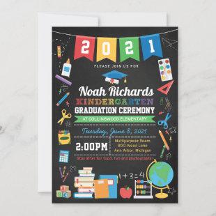 Kindergarten Graduation Chalkboard Any Year Banner Invitation