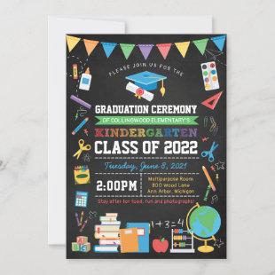 Kindergarten Graduation Chalkboard - Edit Any Year Invitation