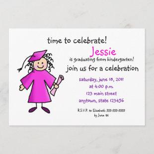 Kindergarten Graduation Invite--Girl, Pink Invitation