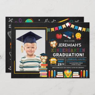 Kindergarten Photo Graduation Chalkboard Invitation