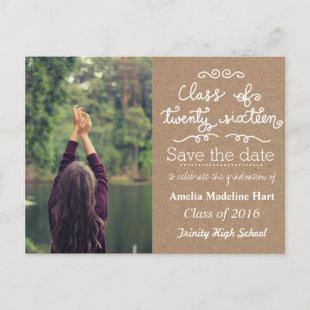Kraft Paper Class Of 2016 | Save The Date Photo Announcement Postcard