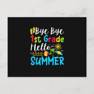 Last Day Of School Bye Bye 1st Hello Summer Announcement Postcard