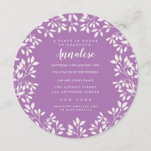 Lavender Circle Leaves Wreath Ladies Party Invitation