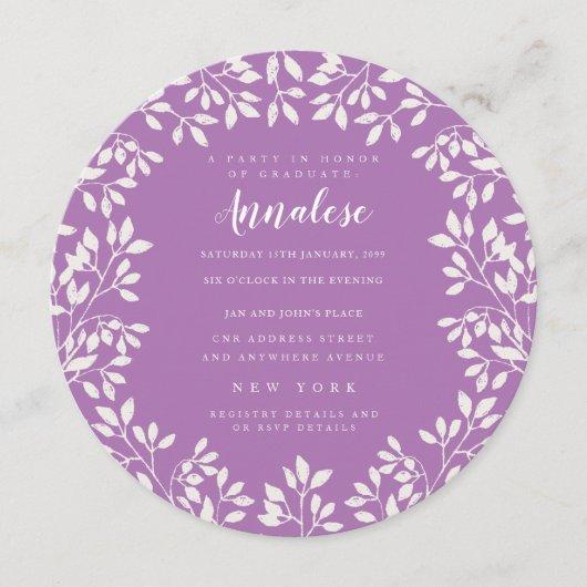 Lavender Circle Leaves Wreath Ladies Party Invitation