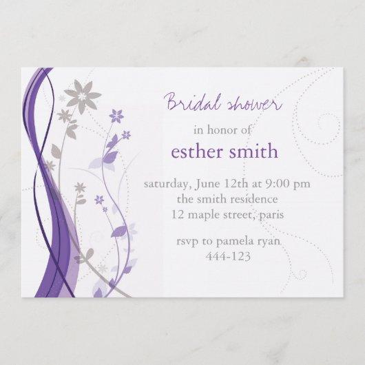 Lavender & grey floral charm invitation