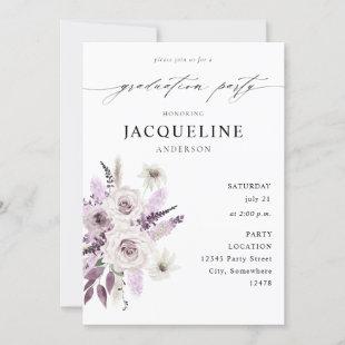 Lavender Purple Floral Graduation Party Invitation