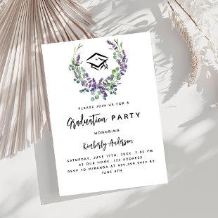 Lavender violet florals greenery Graduation Party Invitation