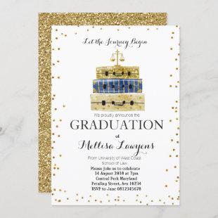Law Graduation Party Invitation Gold confetti