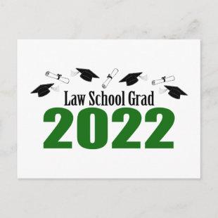 Law School Grad 2022 Postcard Invite (Green Caps)