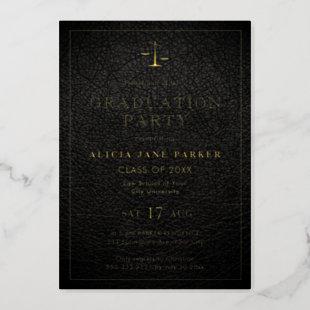 Law school graduation black gold elegant photo foil invitation