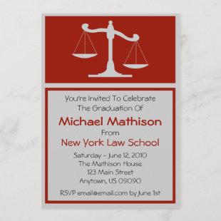 Law School Graduation Invite Maroon Justice Scales