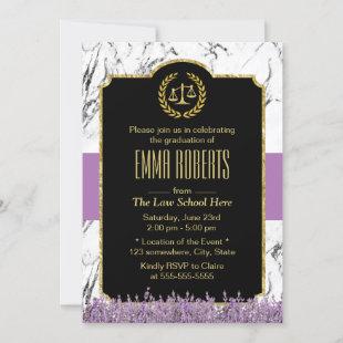 Law School Graduation Lavender Floral Lawyer Invitation