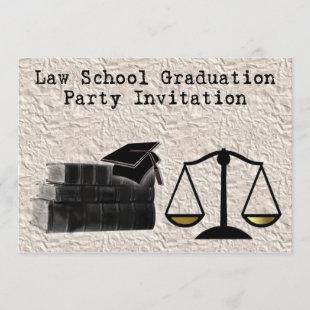 Law School Graduation Party Invitation scales book