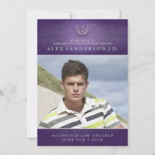 Law School Graduation Photo Card | Purple